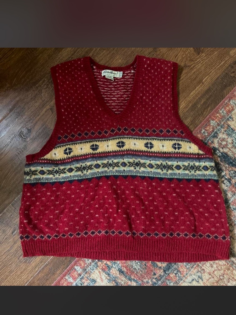 Vintage EDDIE BAUER 100% wool fair isle sweater vest✨